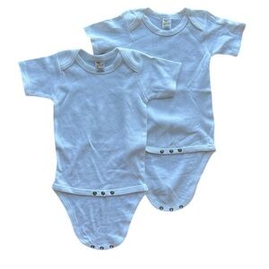 Little Giraffe 2-Pack White Baby Short-Sleeve Snap Bodysuits